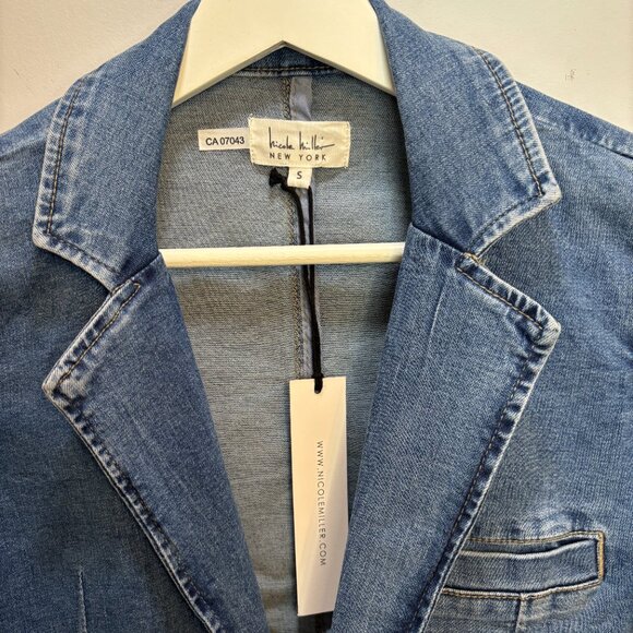 NWT Women's Nicole Miller Denim Blazer Jacket Size Small - Picture 2 of 8